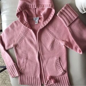 LOFT Pink Hooded Cardigan Sweater